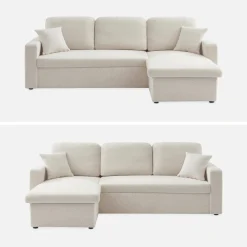 Sofá cama esquinero de borreguito, 3 plazas