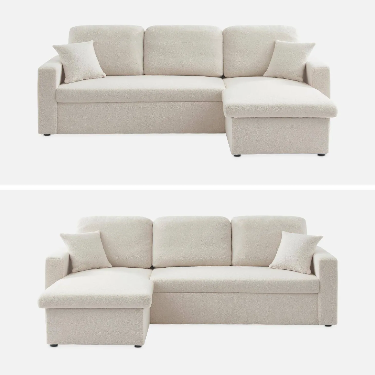 Sofá cama esquinero de borreguito, 3 plazas