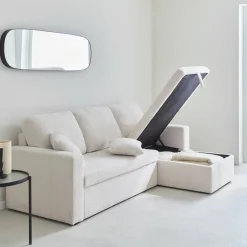 Sofá cama esquinero de borreguito, 3 plazas