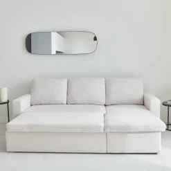Sofá cama esquinero de borreguito, 3 plazas