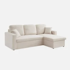 Sofá cama esquinero de borreguito, 3 plazas