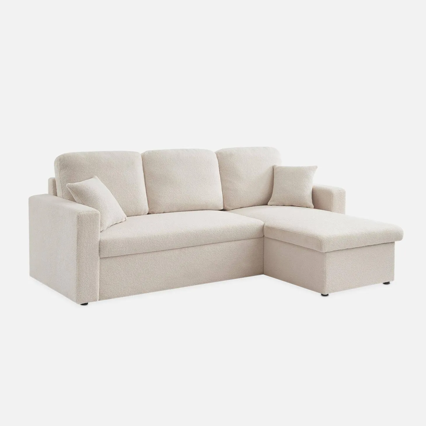 Sofá cama esquinero de borreguito, 3 plazas
