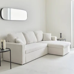 Sofá cama esquinero de borreguito, 3 plazas