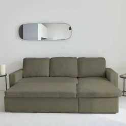 Sofá cama esquinero de borreguito, 3 plazas