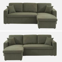Sofá cama esquinero de borreguito, 3 plazas