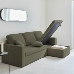 Sofá cama esquinero de borreguito, 3 plazas