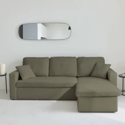 Sofá cama esquinero de borreguito, 3 plazas
