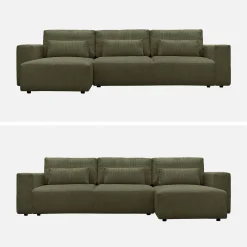 Sofá cama esquinero de pana fina, 5 plazas