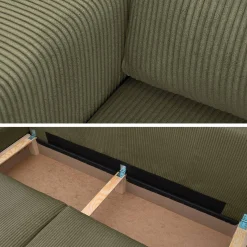 Sofá cama esquinero de pana fina, 5 plazas