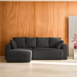 Sofá cama esquinero de pana fina, 3 plazas