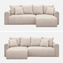 Sofá cama esquinero de pana fina, 3 plazas