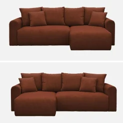 Sofá cama esquinero de pana fina, 3 plazas