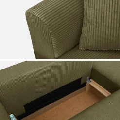 Sofá cama esquinero de pana fina, 3 plazas