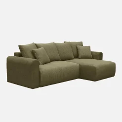 Sofá cama esquinero de pana fina, 3 plazas