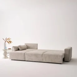 Sofá cama esquinero de pana fina, 5 plazas