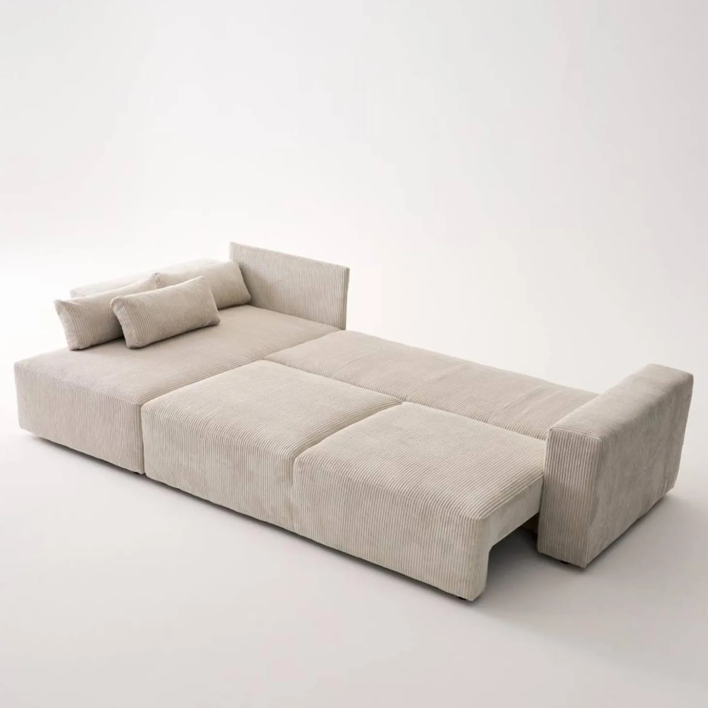 Sofá cama esquinero de pana fina, 5 plazas