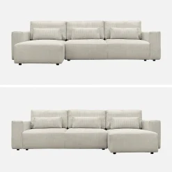 Sofá cama esquinero de pana fina, 5 plazas