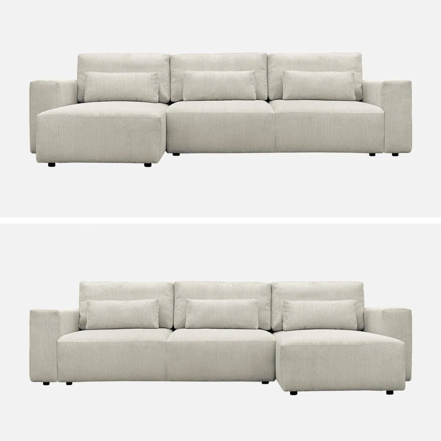 Sofá cama esquinero de pana fina, 5 plazas