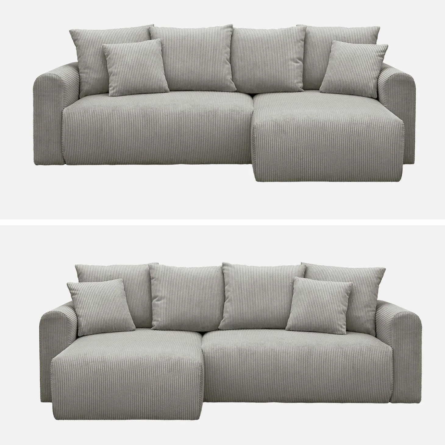 Sofá cama esquinero de pana fina, 3 plazas