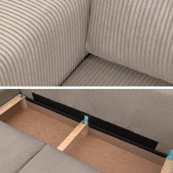 Sofá cama esquinero de pana fina, 5 plazas