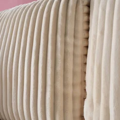 Sofá cama esquinero de pelo sintético con textura acanalada de 3 plazas