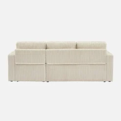 Sofá cama esquinero de pelo sintético con textura acanalada de 3 plazas
