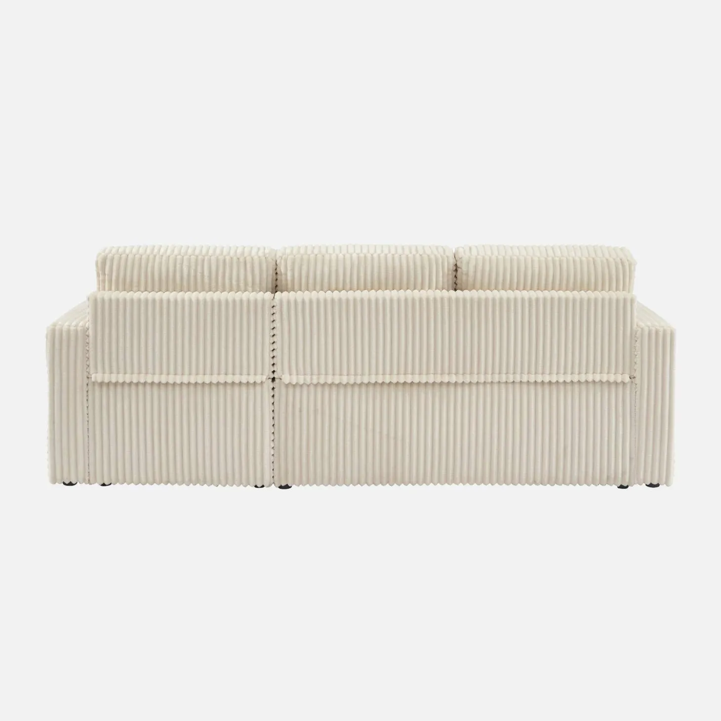 Sofá cama esquinero de pelo sintético con textura acanalada de 3 plazas