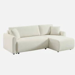 Sofá cama esquinero reversible de tela con arcón, 3 plazas