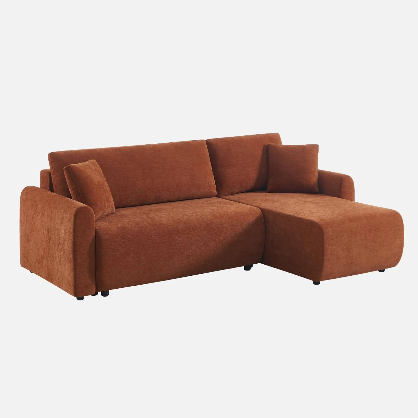 Sofá cama esquinero reversible de tela con arcón, 3 plazas