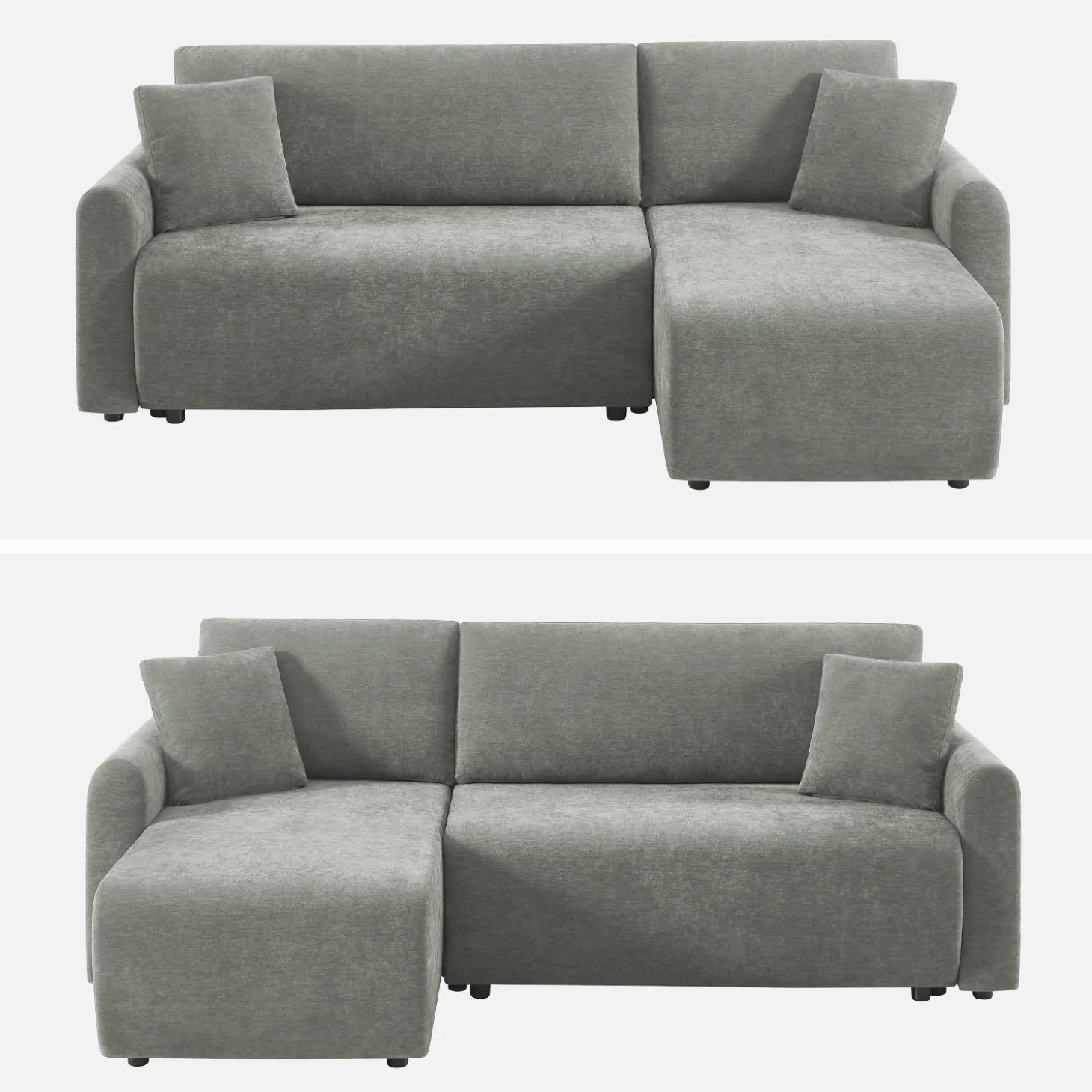 Sofá cama esquinero reversible de tela con arcón, 3 plazas