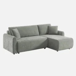 Sofá cama esquinero reversible de tela con arcón, 3 plazas