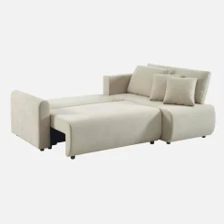 Sofá cama esquinero reversible de tela con arcón, 3 plazas