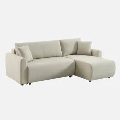Sofá cama esquinero reversible de tela con arcón, 3 plazas
