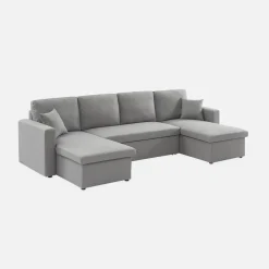 Sofá cama panorámico de 4 plazas en tela