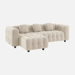 Sofá de borreguito texturizado esquinero reversible, 4 plazas