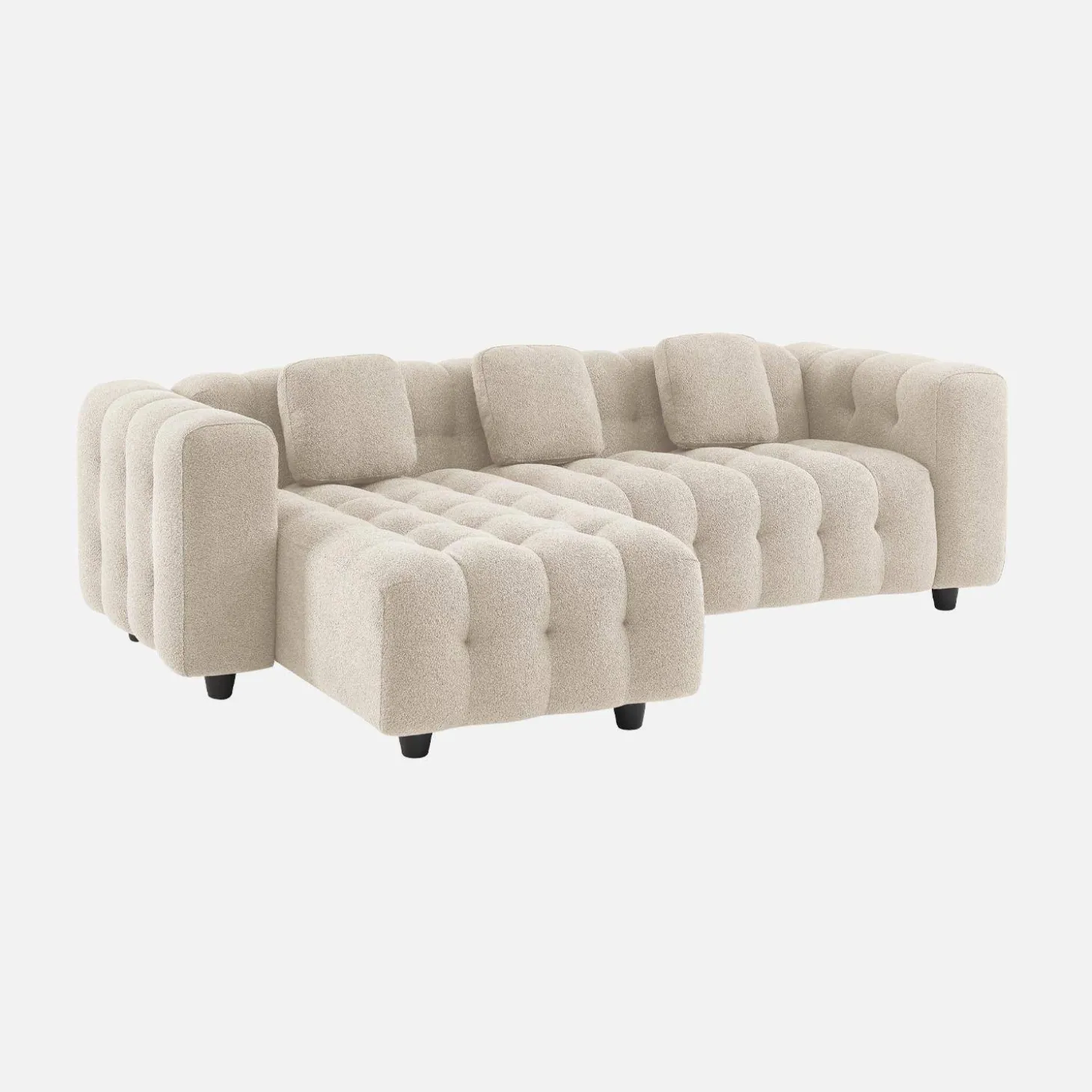 Sofá de borreguito texturizado esquinero reversible, 4 plazas