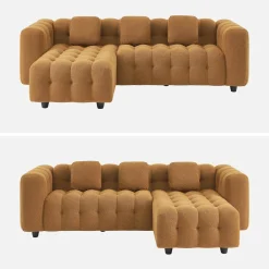 Sofá de borreguito texturizado esquinero reversible, 4 plazas