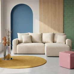 Sofá de chenilla esquinero reversible, 3 plazas