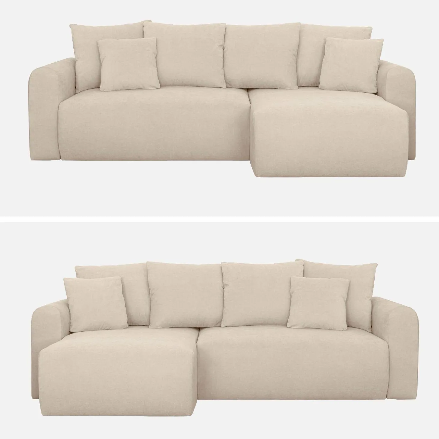 Sofá de chenilla esquinero reversible, 3 plazas