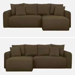 Sofá de chenilla esquinero reversible, 3 plazas