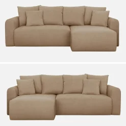 Sofá de chenilla esquinero reversible, 3 plazas