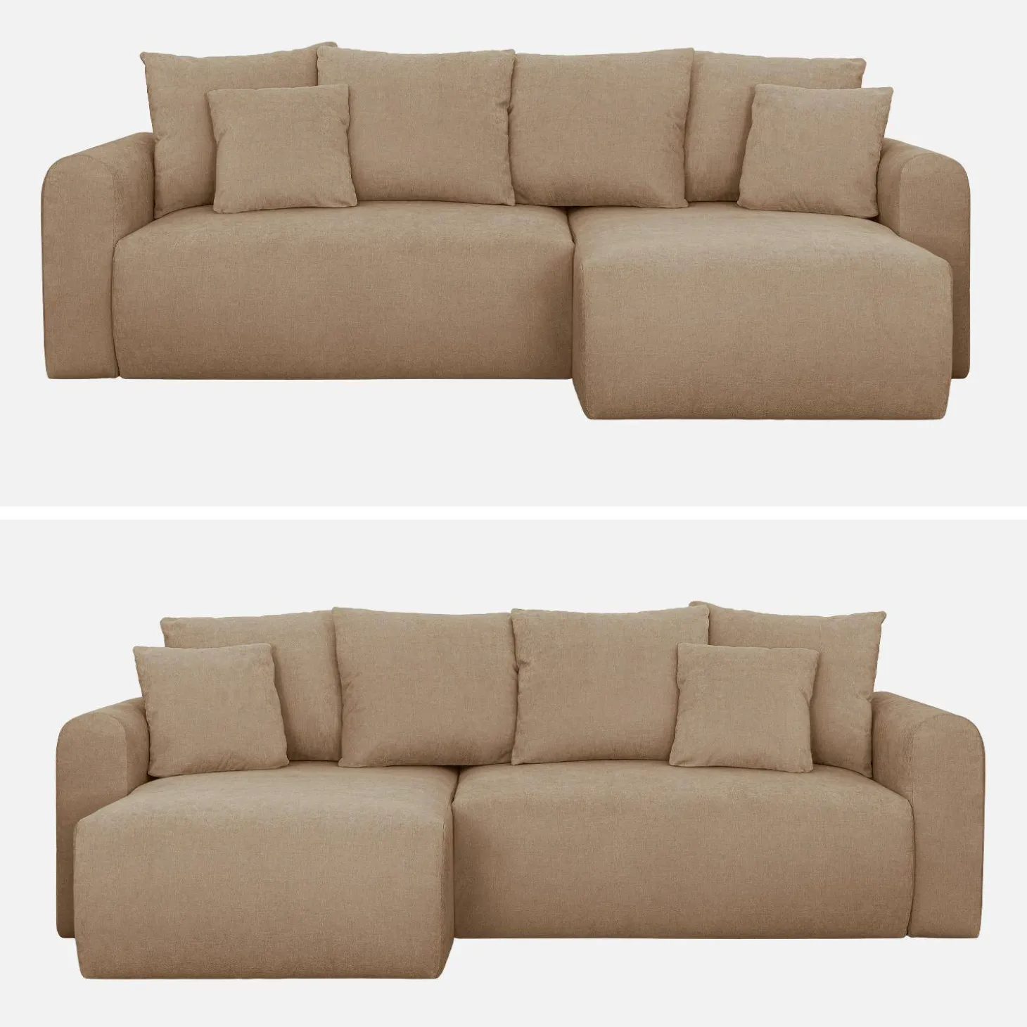 Sofá de chenilla esquinero reversible, 3 plazas