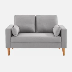 Sofá de tela con patas de madera, 2 plazas