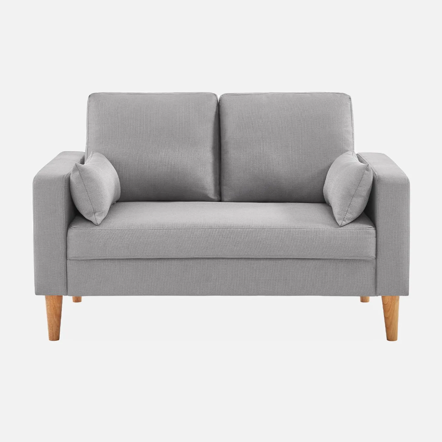 Sofá de tela con patas de madera, 2 plazas