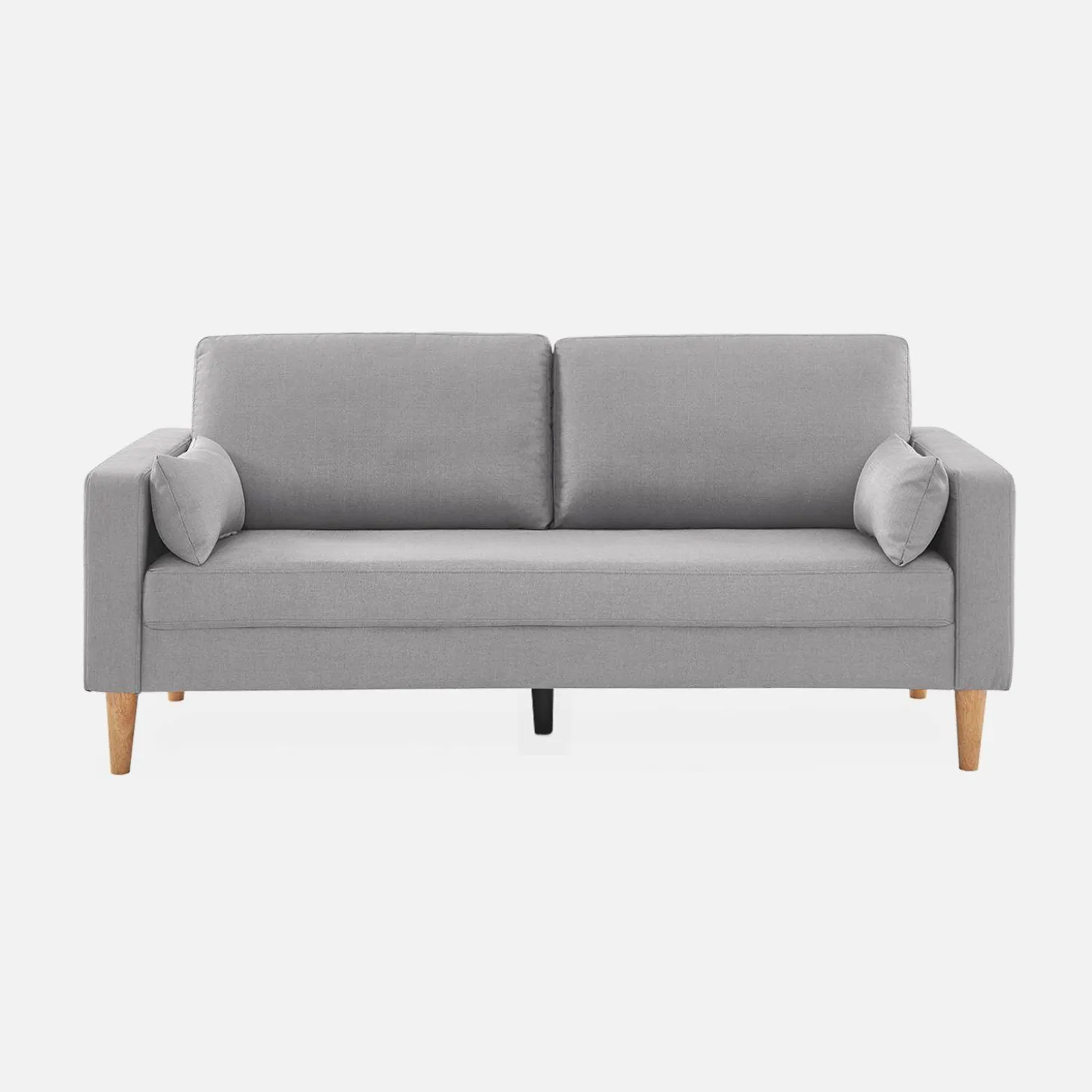 Sofá de tela con patas de madera, 3 plazas