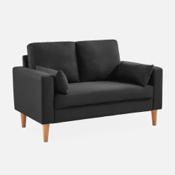 Sofá de tela con patas de madera, 2 plazas