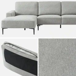 Sofá de tela y metal, 3 plazas