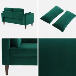 Sofá de terciopelo de 2 plazas