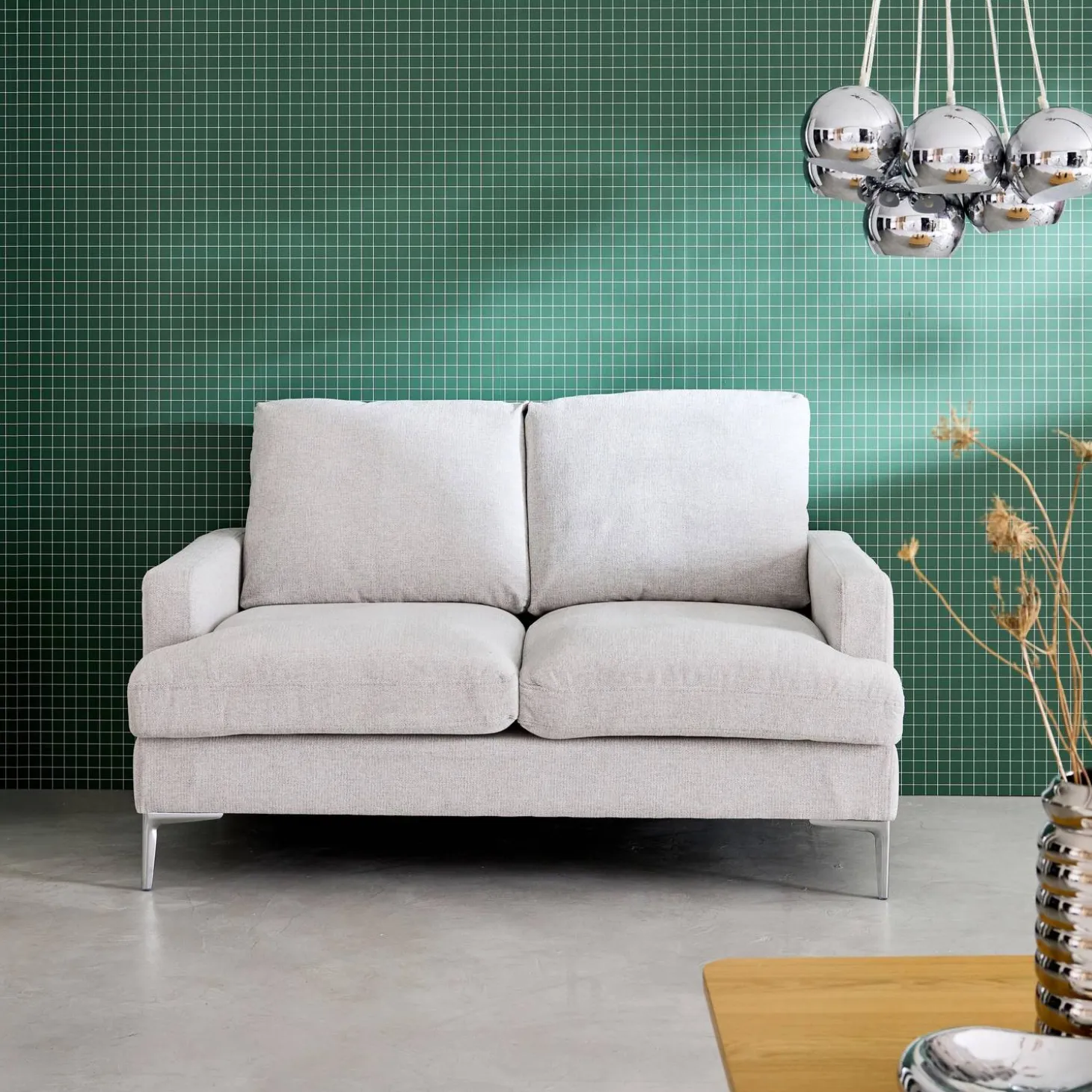 Sofá en tela lisa de 2 plazas