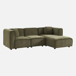 Sofá esquinero derecha de tela liso, 3 plazas